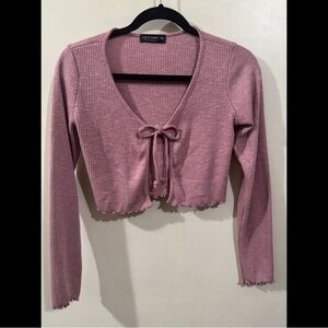 Front Tie Cropped Cardigan